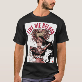 Live Die Reload Art Black T - Shirt