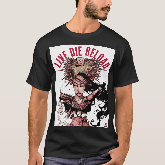 Live Die Reload Art Black T - Shirt (Vorderseite)