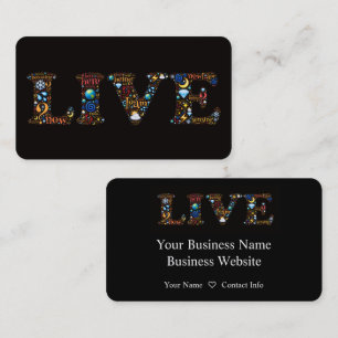 Live - Farbenfrohe Word Art Business Card für Tra Visitenkarte
