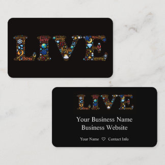 Live - Farbenfrohe Word Art Business Card für Trai Visitenkarte