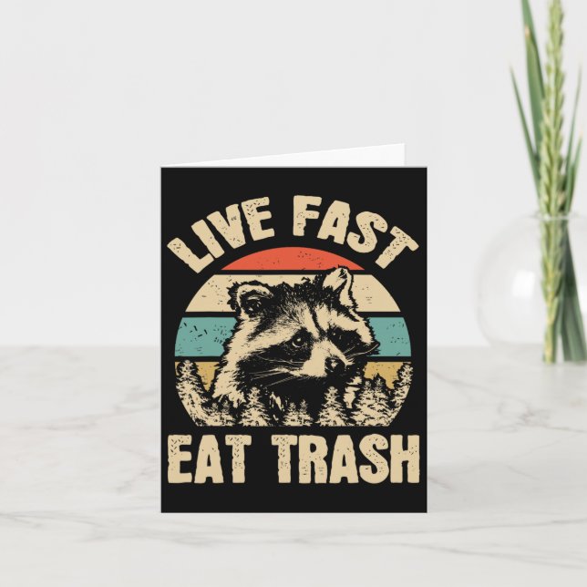 Live Fast essen Müll Funny Raccoon Camping oder Hi Karte (Vorderseite)