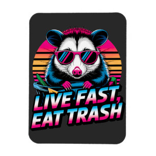 Live Fast essen Trash Funny Retro Opossum Magnet