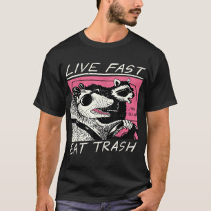 Live Fast essen Trash Funny Retro Raccoon Opossum T-Shirt
