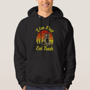 Live Fast essen Trash Raccoon Camping Vintag Retro Hoodie