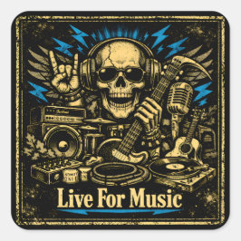 Live For Music – Music Devotion Life Quadratischer Aufkleber