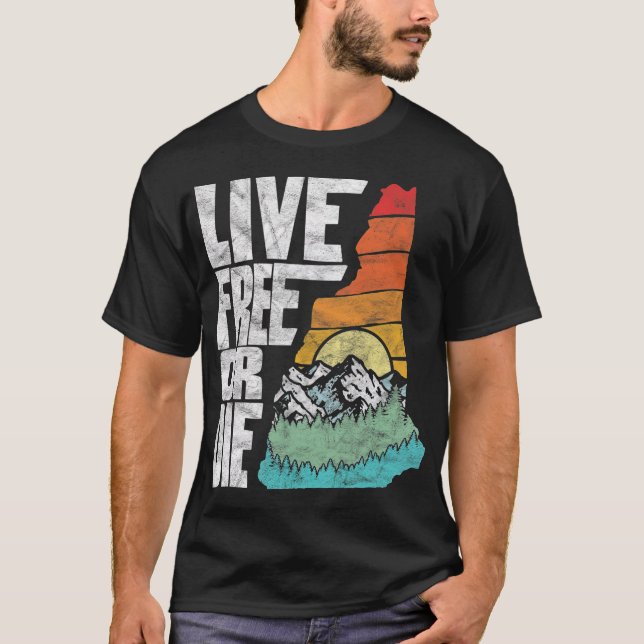 Live Free oder Die Retro New Hampshire Nature T-Shirt (Vorderseite)