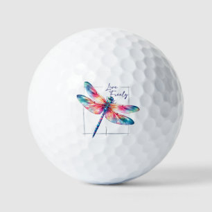 Live Freely - Dragonfly Colorful Inspiration Golfball