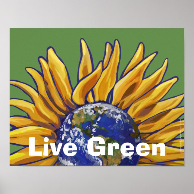 Live Green Earth Sonnenblumenposter Poster (Vorne)