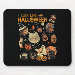 Live Halloween Vintage Kürbis Hexe Geist Schwarz C Mousepad
