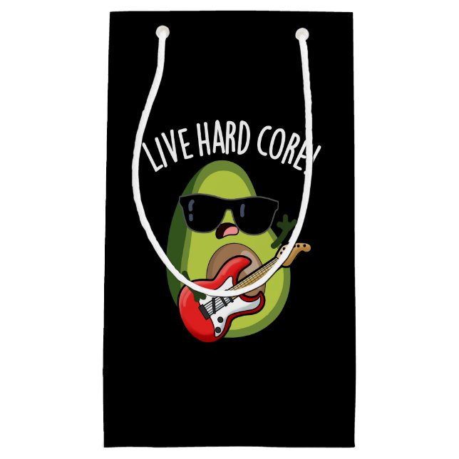 Live Hard Core Funny Avocado Rock Puck Dark BG Kleine Geschenktüte (Vorderseite)