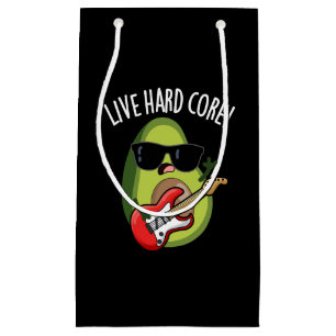 Live Hard Core Funny Avocado Rock Pun Dark BG Kleine Geschenktüte