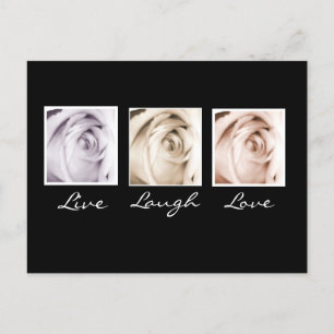 Live, Lachen, Liebe 3 Rose Postkarte