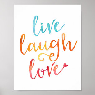 Live-Lachen Liebe Aquarell-Typografie Druckplakat Poster