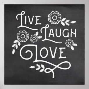 Live-Lachen Liebe Chalkboard Style Art Poster