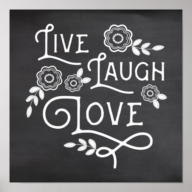 Live-Lachen Liebe Chalkboard Style Art Poster (Vorne)