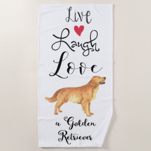 Live Lachen Liebe ein Golden Retriever Beach Handt Strandtuch