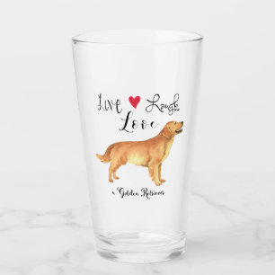 Live-Lachen Liebe ein Golden Retriever Glass Glas