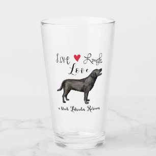 Live-Lachen Liebe ein schwarzes Labor Glas