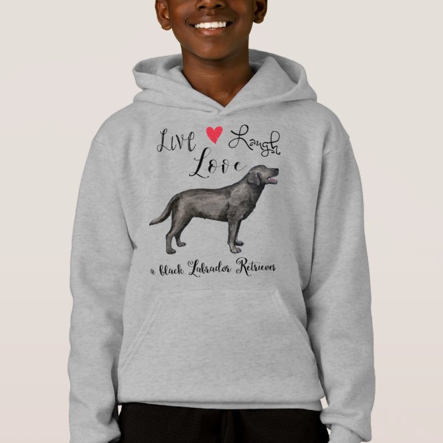Live-Lachen Liebe ein schwarzes Labor Hoodie (Vorderseite)