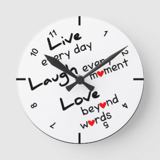 Live, Lachen, Liebe-Entwurfs-Wanduhr Runde Wanduhr
