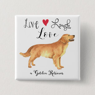 Live-Lachen-Liebe - Golden Retriever Button