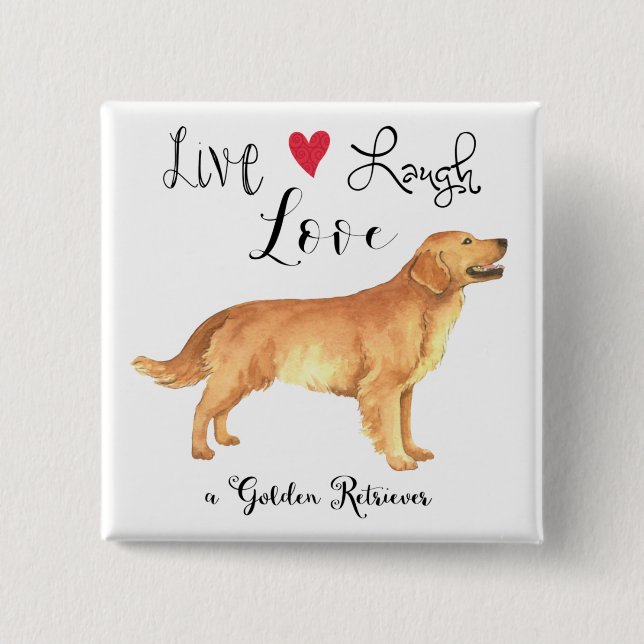 Live-Lachen-Liebe - Golden Retriever Button (Vorderseite)