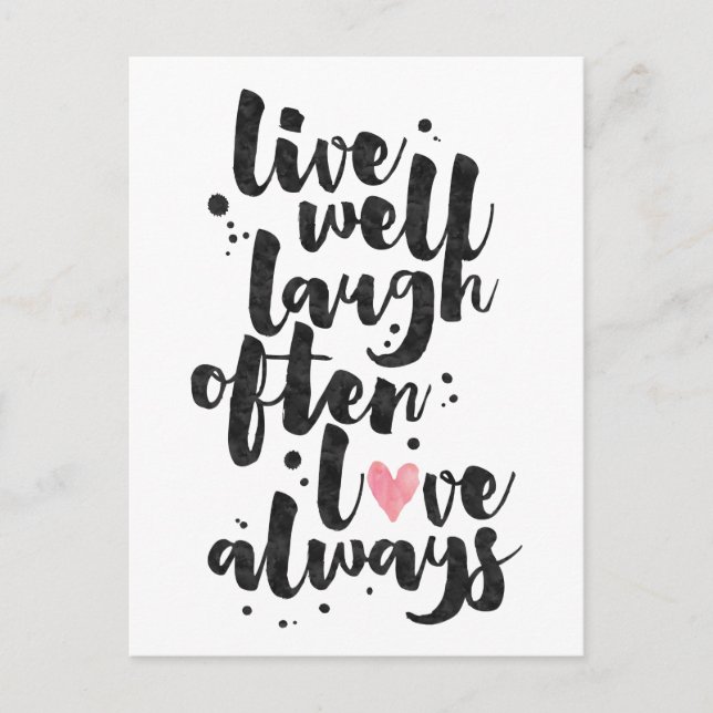 Live-Lachen-Liebe - Inspirationskarte Postkarte (Vorderseite)