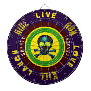 Live-Lachen Liebe Laufen töten Blauer Schädel Dartscheibe