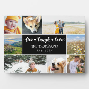 Live-Lachen Liebe Schwarzes Foto Collage Fotoplatte