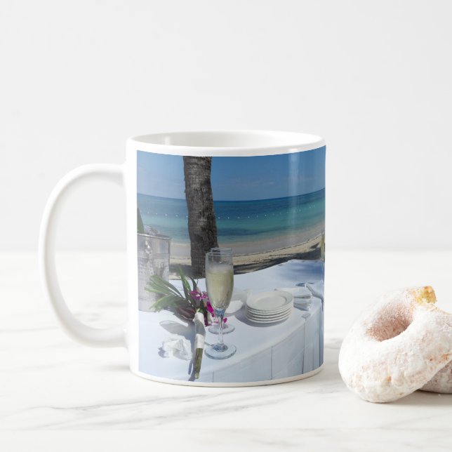 Live, Lachen, Liebe-Tasse mit romantischem Foto Kaffeetasse (Mit Donut)