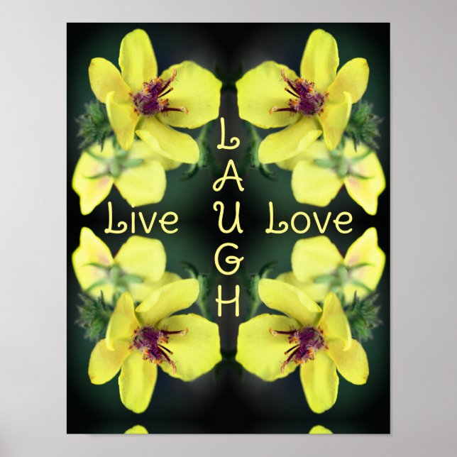 Live-Lachen Liebe Wildblume Abstrakt Inspiration Poster (Vorne)