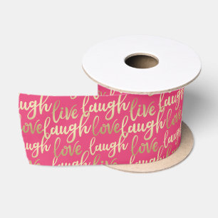 Live-Lachs-Liebe-Imitate Gold Letter Pink Satinband