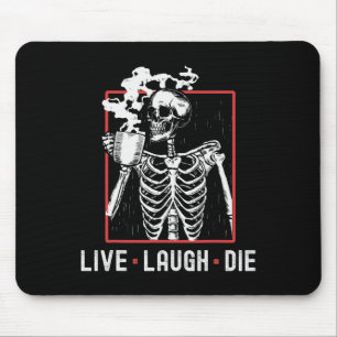 Live Lagh Die Funny Halloween Coffee Skelett Vater Mousepad