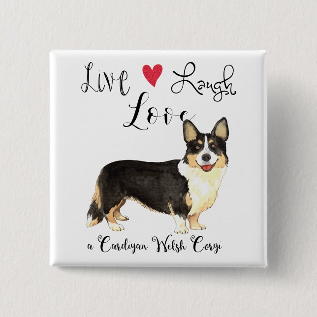 Live Lagh Liebe a Cardigan Welsh Corgi Button (Vorderseite)