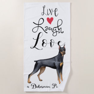 Live Lagh Liebe a Doberman Pinscher Beach Towel Strandtuch