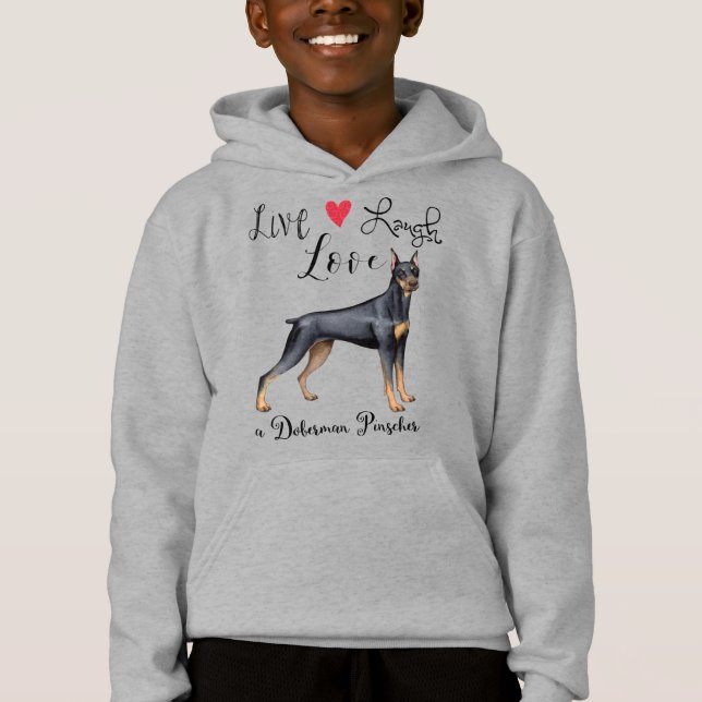 Live Lagh Liebe a Doberman Pinscher Hoodie (Vorderseite)