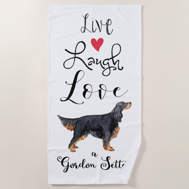 Live Lagh Liebe a Gordon Setter Beach Handtuch (Vorderseite)