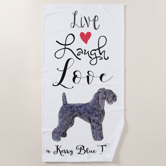 Live Lagh Liebe a Kerry Blue Terrier Strandtuch (Vorderseite)
