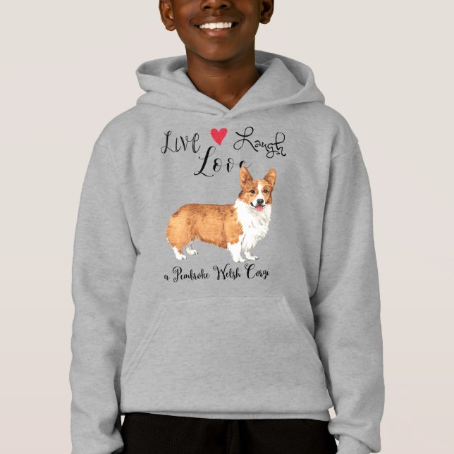 Live Lagh Liebe a Pembroke Welsh Corgi Hoodie (Vorderseite)