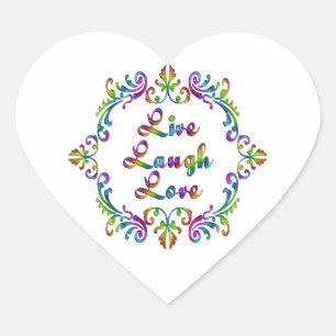 Live-Lagh-Liebe - farbenfrohe Gestaltung Herz-Aufkleber