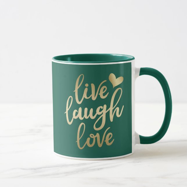 Live-Lagh Liebe Imitate Gold Letters Hunter Green  Tasse (Rechts)