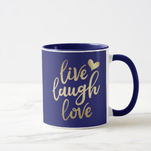Live Lagh Liebe Imitate Gold Letters Navy Blue Tas Tasse