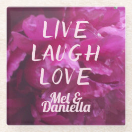 Live Lagh Liebe Lila Peony Floral Glasuntersetzer