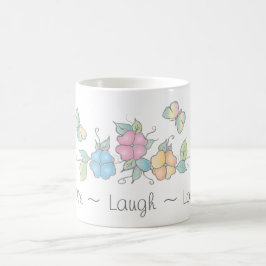 Live Laugh | Butterfly Floral Watercolor Tasse