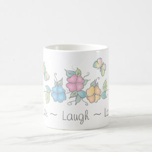 Live Laugh Butterfly Floral Watercolor Tasse