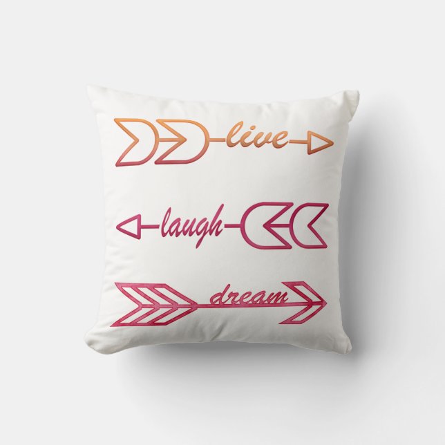 Live Laugh Dream Typografy Throw Kissen (Vorderseite)