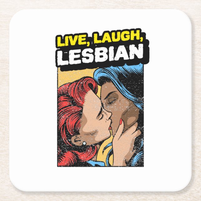 Live Laugh Lesbian Rechteckiger Pappuntersetzer (Vorderseite)