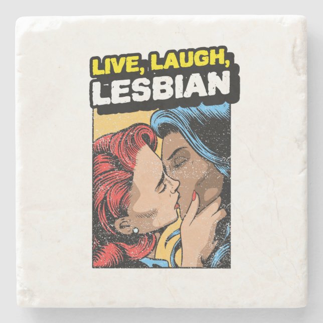 Live Laugh Lesbian Steinuntersetzer (Vorderseite)