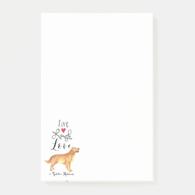 Live-Laugh Liebe a Golden Retriever Post-it Notes Klebezettel (Vorderseite)