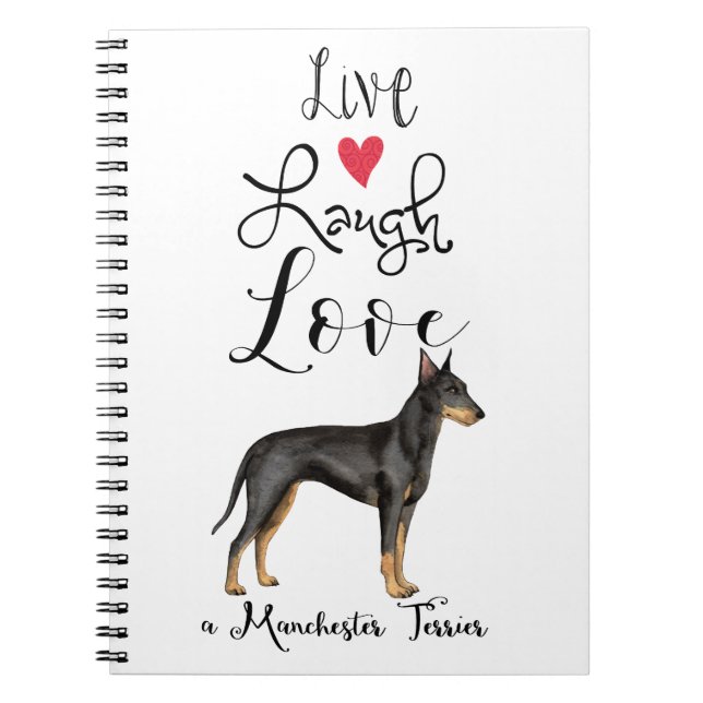 Live Laugh Liebe a Manchester Terrier Notebook Notizblock (Vorderseite)